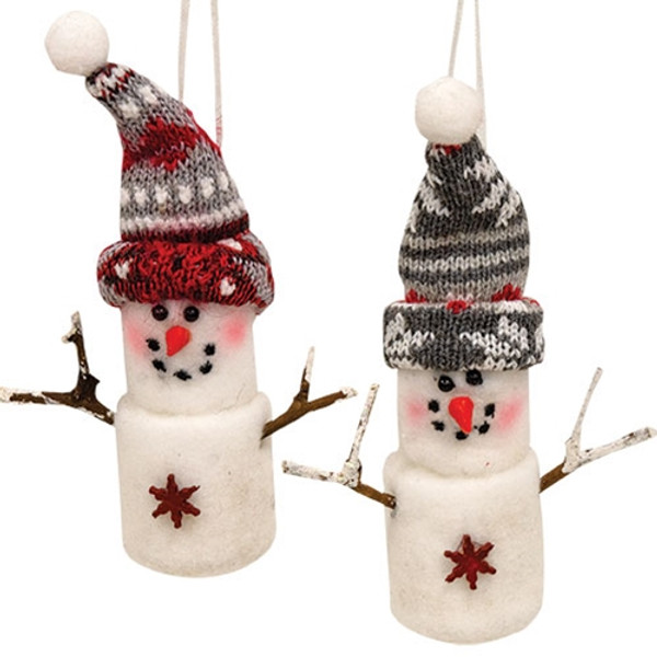 CWI Gifts Plush Holiday Marshmallow Ornament 2 Assorted (Pack Of 2) G2686560