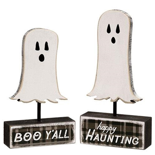 CWI Gifts Set Of 2 Happy Haunting Ghost Pedestals G37265