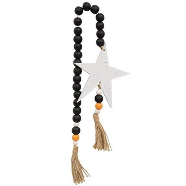 CWI Gifts Black Orange & White Bead Garland With Spattered Star G37275