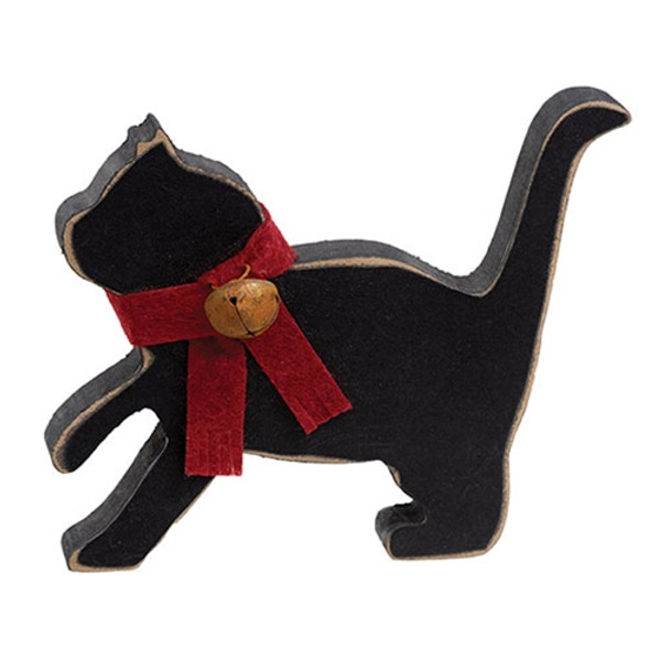 CWI Gifts Black Cat Wooden Sitter With Rusty Jingle Bell G37333