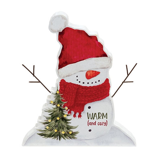 CWI Gifts Warm (And Cozy) Wooden Snowman Sitter G37391