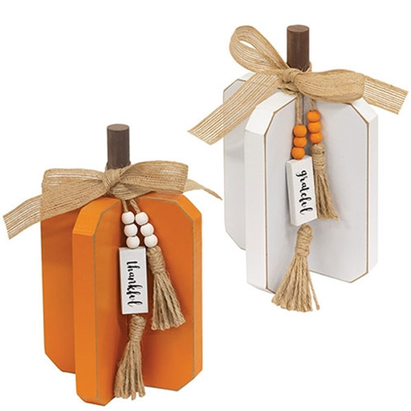 CWI Gifts Small Fall Words Charm Wooden Interlocking Pumpkin 2 Assorted (Pack Of 2) G37557