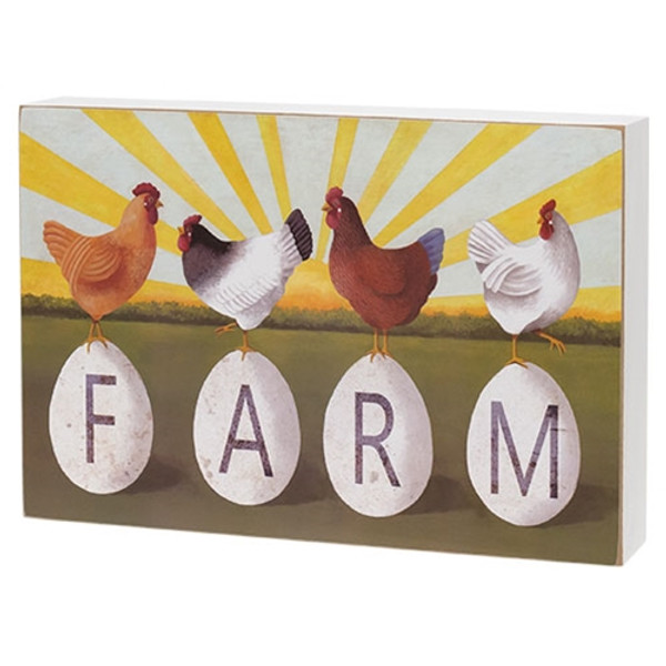 CWI Gifts Chickens On "Farm" Eggs Box Sign G37597