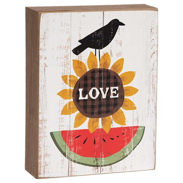CWI Gifts Crow "Love" Sunflower & Watermelon Box Sign G37602