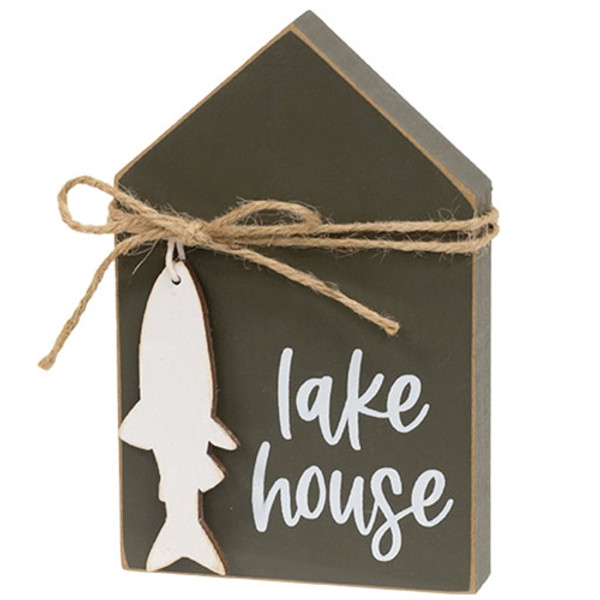CWI Gifts Lake House Wooden Block Sitter G37626