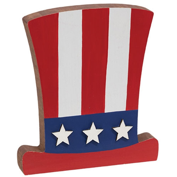 CWI Gifts Wooden Uncle Sam Hat Block Sitter G37658