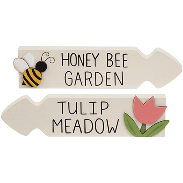 CWI Gifts Honey Bee Garden/Tulip Meadow Arrow Sitter 2 Assorted (Pack Of 2) G37757