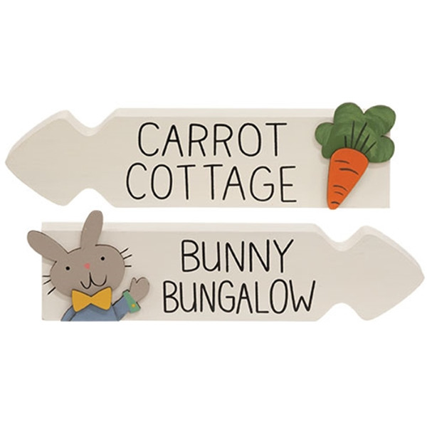 CWI Gifts Carrot Cottage/Bunny Bungalow Arrow Sitter 2 Assorted (Pack Of 2) G37758
