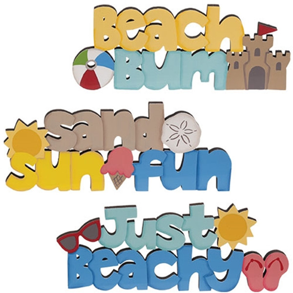 CWI Gifts Beach Bum Wooden Word Sitter 3 Assorted (Pack Of 3) G37759