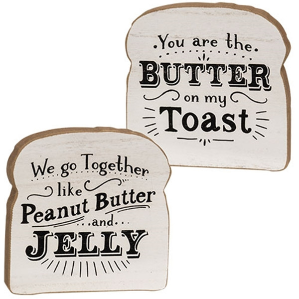 CWI Gifts Butter On My Toast Block Sitter 2 Assorted (Pack Of 2) G37771