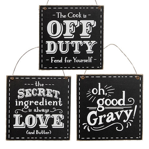 CWI Gifts Oh Good Gravy! Square Hanger 3 Assorted (Pack Of 3) G37773