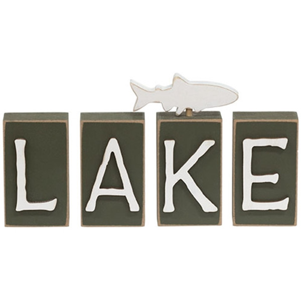 CWI Gifts Set Of 4 "Lake" Word Blocks G37813