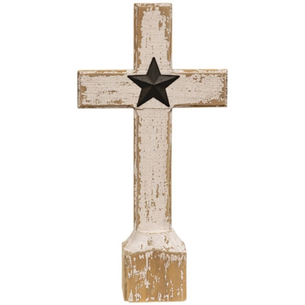 CWI Gifts Wooden Cross With Barn Star G65340