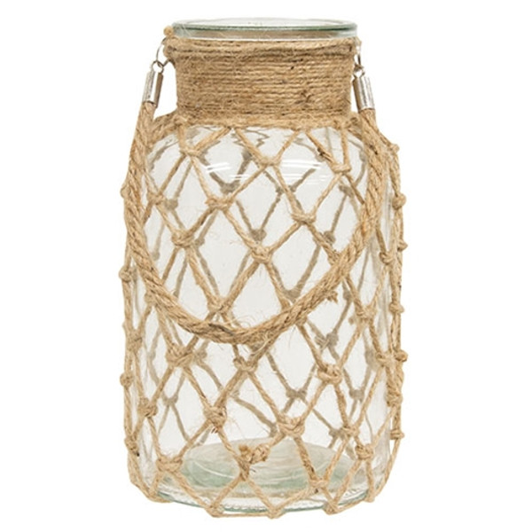 CWI Gifts Glass Vase With Rope Net 5.5" Dia. X 10.5"H GBB231312