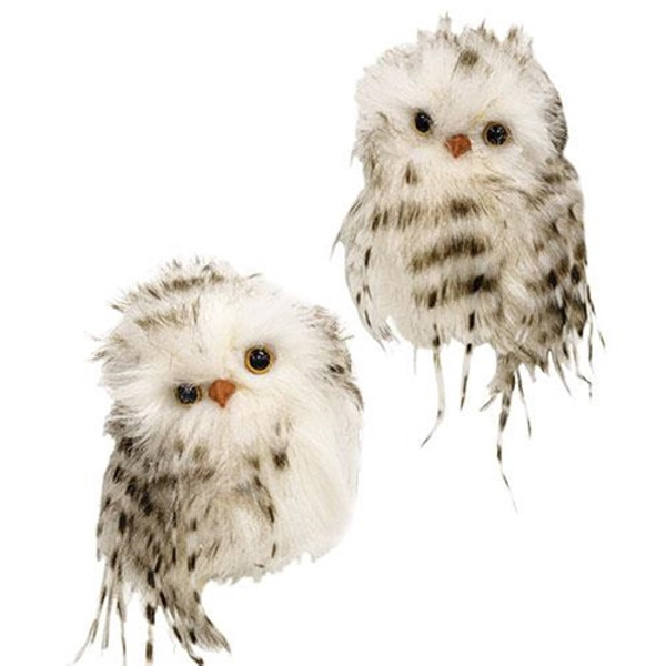 CWI Gifts Fabric Feather Owl Ornament 2 Assorted (Pack Of 2) GC22445