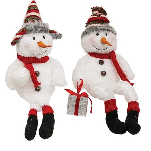 CWI Gifts Stuffed Fleece Snowman Sitter 2 Assorted (Pack Of 2) GC23412