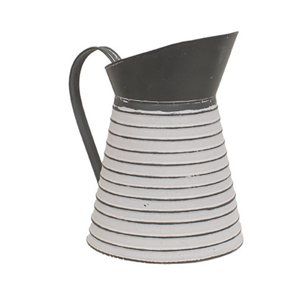 CWI Gifts Gray & White Ribbed Distressed Metal Water Pitcher GCN1245153