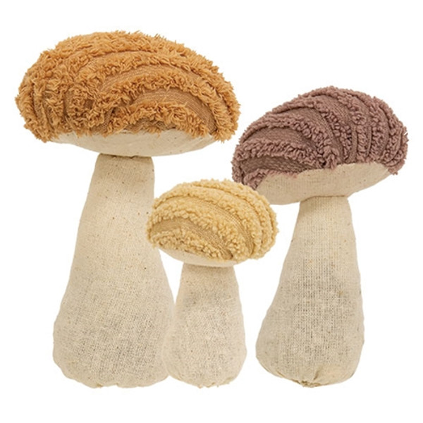 CWI Gifts Set Of 3 Chenille Stuffed Mushroom Sitters GCS38913