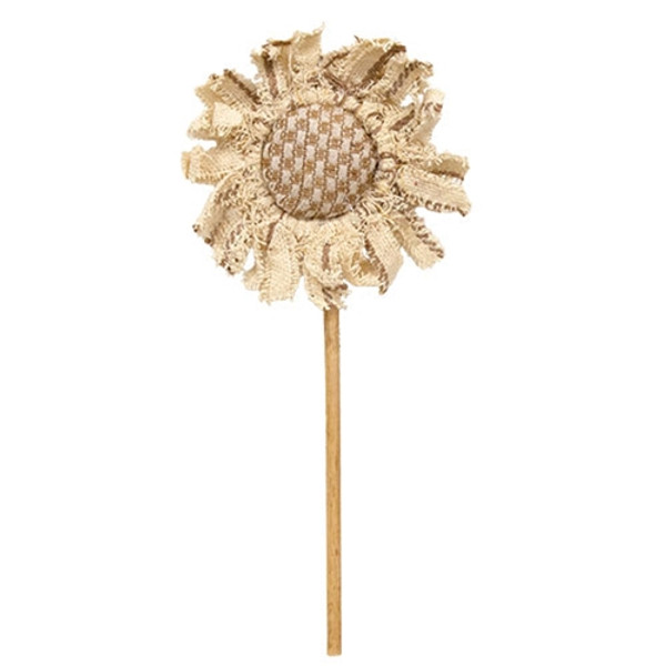 CWI Gifts Striped & Weave Pattern Sunflower Pick 11" GDAQ41414