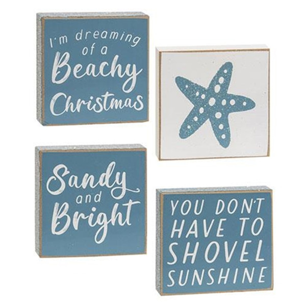 CWI Gifts Sandy & Bright Block 4 Assorted (Pack Of 4) GH37215