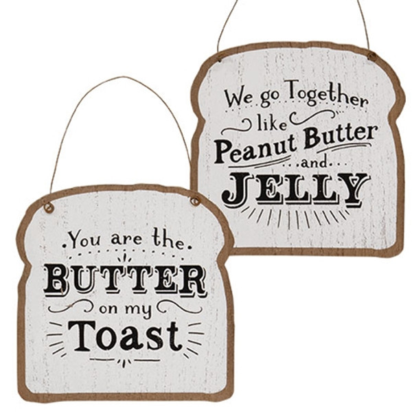 CWI Gifts Butter On My Toast Hanger 2 Assorted (Pack Of 2) GH37774