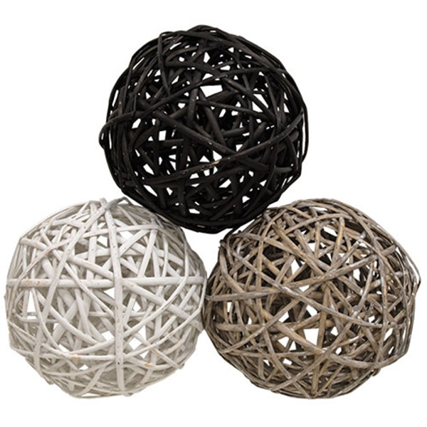 CWI Gifts Farmhouse Colors Willow Ball 3 Assorted 8.5" (Pack Of 3) GHAC2401