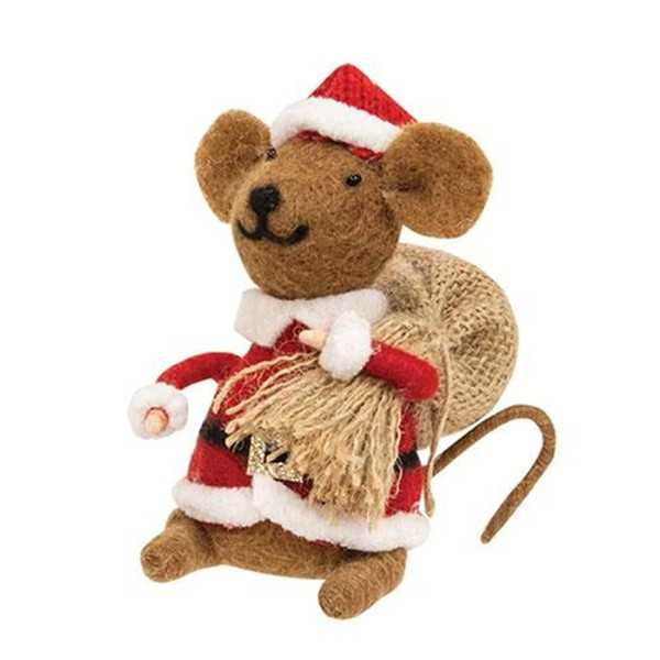 CWI Gifts Santa Mouse Felted Ornament GHBY5126