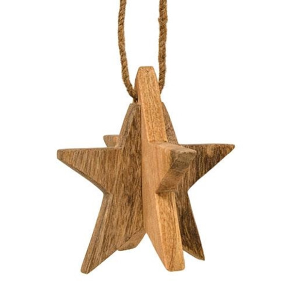 CWI Gifts Dimensional Mango Wood Star Ornament GRAC06M