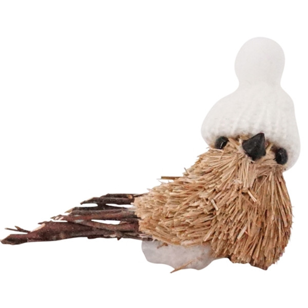 CWI Gifts Sisal Bird With White Hat Ornament GSHN2611