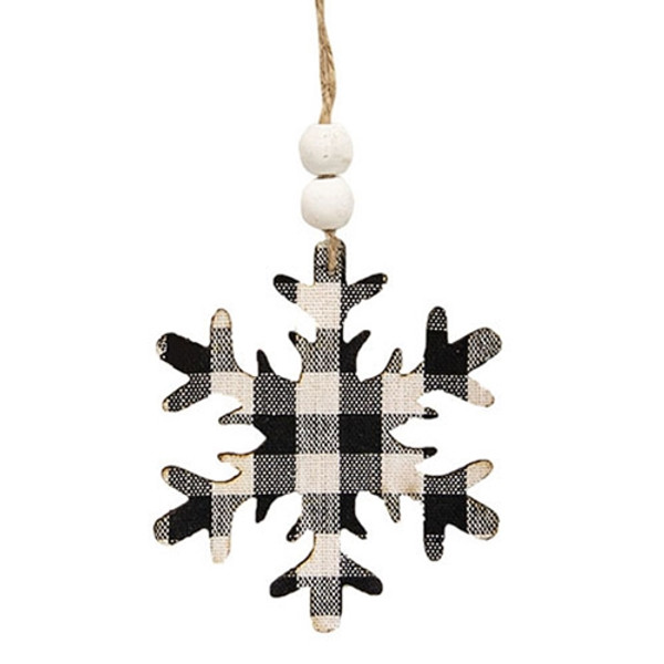 CWI Gifts Black & White Buffalo Check Snowflake Beaded Ornament GSHN4220