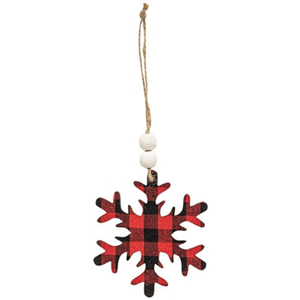 CWI Gifts Red & Black Buffalo Check Snowflake Beaded Ornament GSHN4224