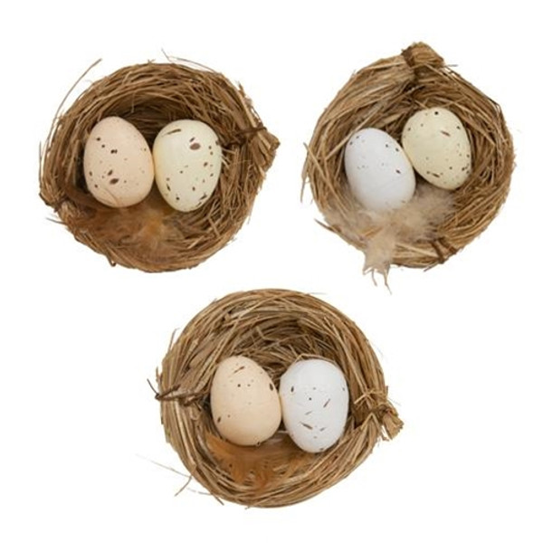 CWI Gifts Set Of 6 Natural Eggs In Nests GSHNE4004