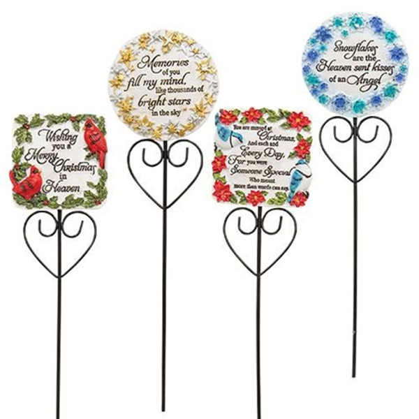 CWI Gifts Winter Memorial Yard Stake 4 Assorted (Pack Of 4) GSTK0250