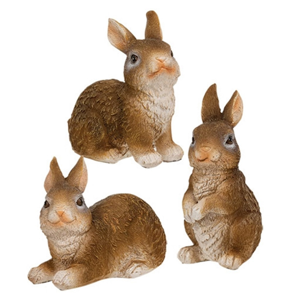 CWI Gifts Mini Resin Brown Baby Bunny 3 Assorted (Pack Of 3) GT24319