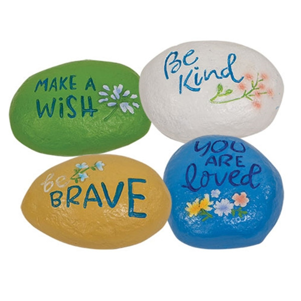 CWI Gifts Spring Blooms Inspirational Garden Rock 4 Assorted (Pack Of 4) GT24588
