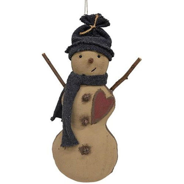 CWI Gifts Stiffened Fabric Heart Hat & Scarf Snowman Hanger GU22043