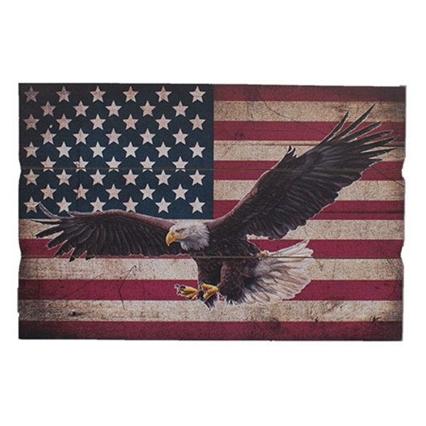 CWI Gifts American Flag With Eagle Distressed Barnside Sign GWS1953