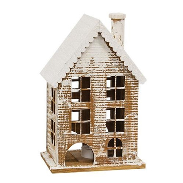 CWI Gifts Lit Wooden Snowy Gingerbread House GWXF39346