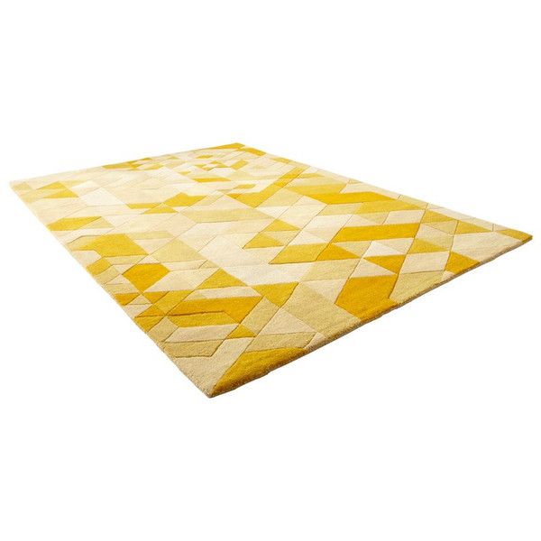 Cyan Facets Gold Rug 06049