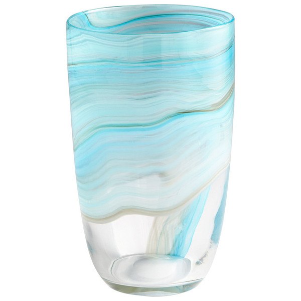 Cyan Medium Sky Swirl Vase 09452