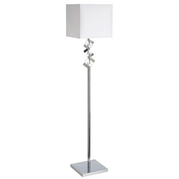 Dainolite Floor Lamp And Crystal Cubes- Polished Chrome (White Linen Shade) 602F-PC-WH