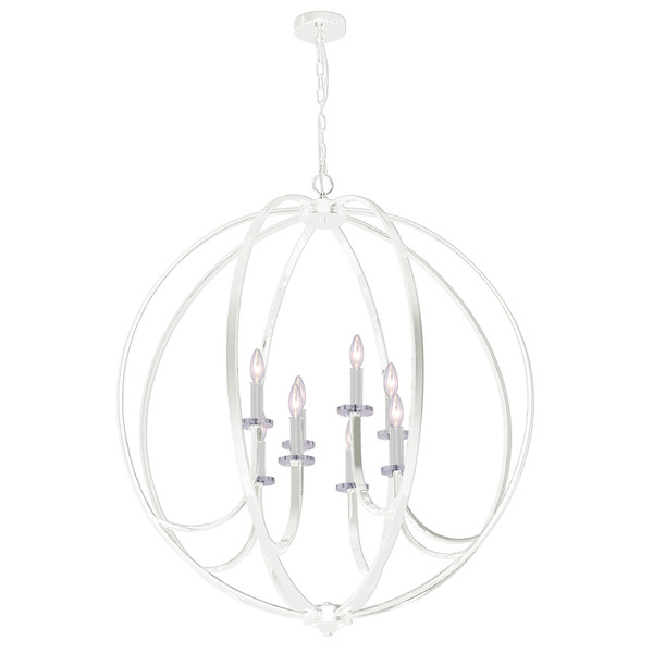 8 Light Incandescent Chandelier, Matte White Finish COS-368C-MW