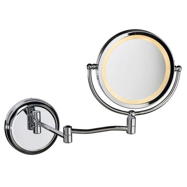 Swing Arm LED Lighted Magnifier Mirror - Polished Chrome LEDMIR-1W-PC