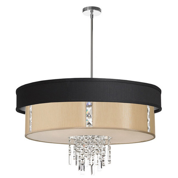 4-Light Chrome Crystal Pendant - Black/Cream Shade RITA-31-4-PC-694-839