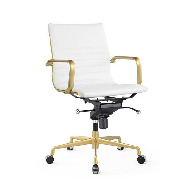 Decade White and Gold Modern Classic Aluminum Office Chair (Set of 2) LS-0009-WHTGLD