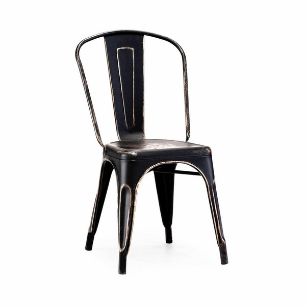 Dreux Tolix Vintage Matte Black Gold Side Chair (Set of 4) LS-9000-BLKGLD
