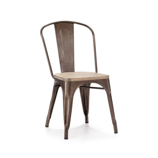 Dreux Tolix Rustic Matte Light Elm Wood Side Chair (Set of 4) LS-9000-RMTLW