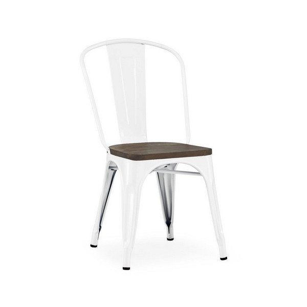 Dreux Tolix Glossy White Elm Wood Side Chair (Set of 4) LS-9000-WHTW