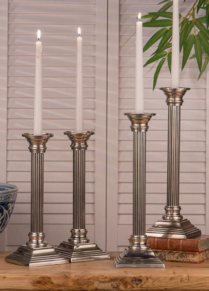 BC443 Pewter Square Base Column Candlestand (Pack of 2) by Dessau Home