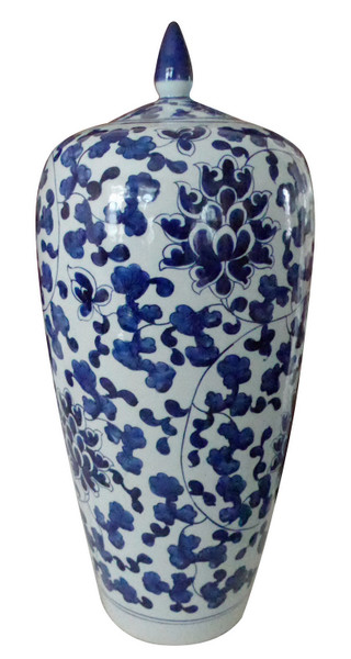 D0353 Blue & White Tall Lily Jar by Dessau Home